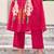 Floral Printed Mandarin Collar Pleated  Cotton A-Line Kurta With Trousers