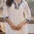 Floral Embroidered V-Neck A-Line  Cotton Kurta WIth Trousers