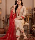 Women Ethnic Motifs Embroidered Regular Mirror Work Kurta with Trousers & With Dupatta
