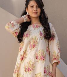 Floral Printed A Line  Cotton Kurta With Trousers