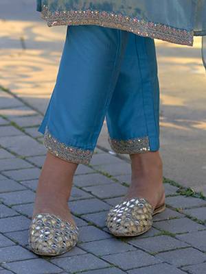 Ethnic Motifs Embroidered Sequinned Straight Kurta With Trousers & Dupatta 6