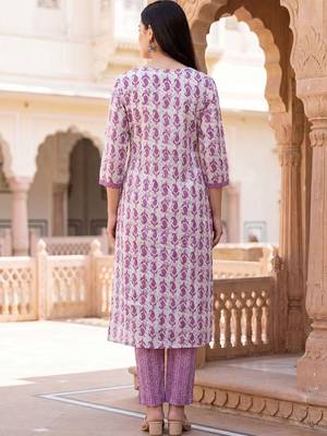 Women Ethnic Motifs Printed Regular  Cotton Kurta with Trousers & With Dupatta 4