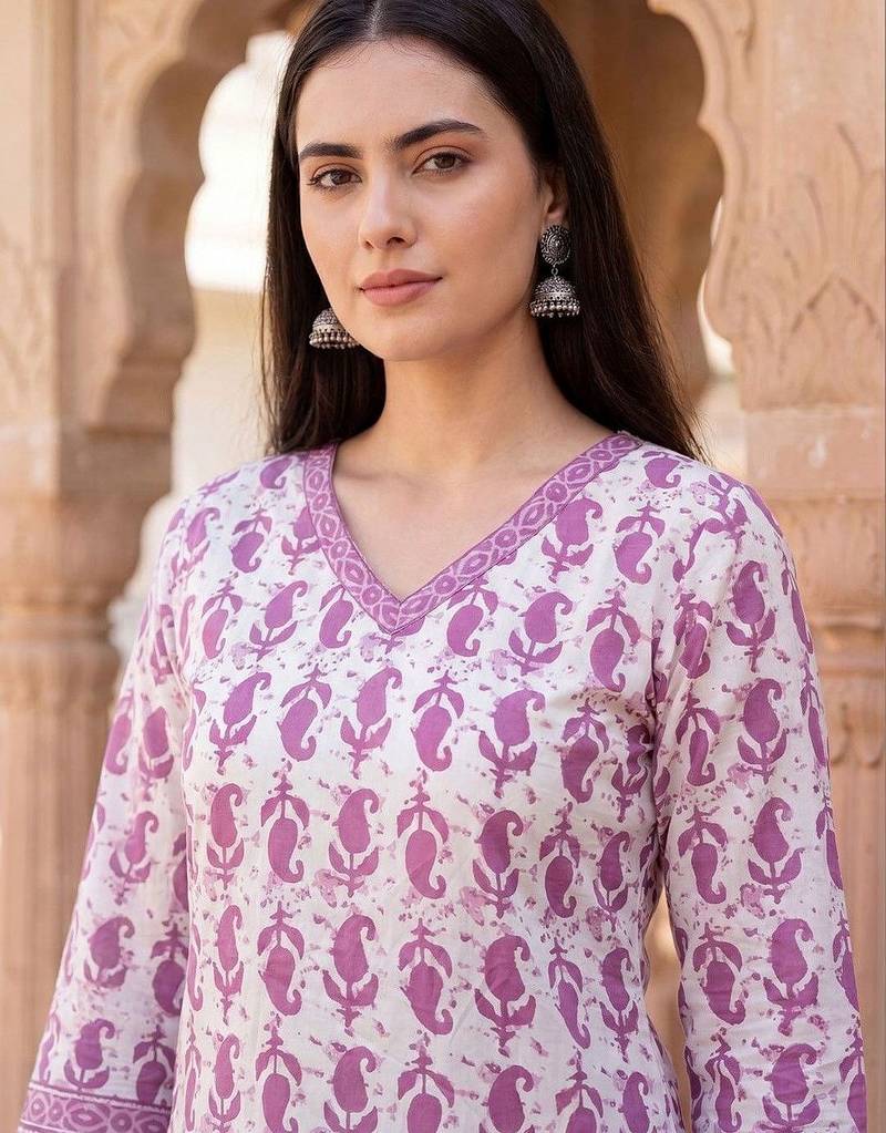 Women Ethnic Motifs Printed Regular  Cotton Kurta with Trousers & With Dupatta
