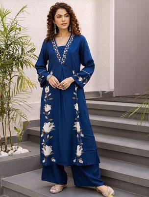 Women Floral Printed A-Line Kurta with Palazzos 1