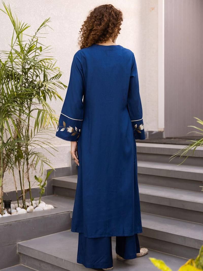 Women Floral Printed A-Line Kurta with Palazzos
