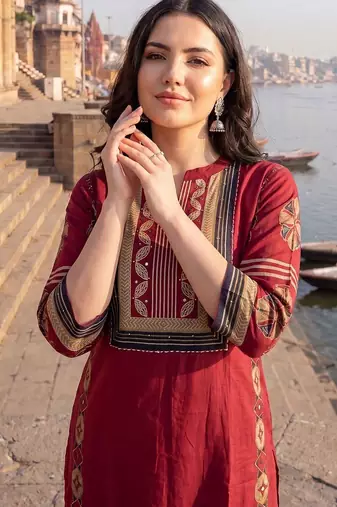 Women Ethnic Motifs Printed Regular  Cotton Kurta with Trousers & With Dupatta