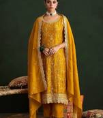 Women Ethnic Motifs Embroidered Regular Thread Work Kurta with Trousers & With Dupatta