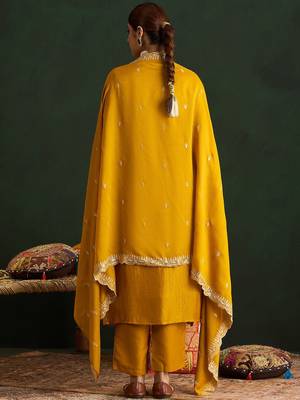 Women Ethnic Motifs Embroidered Regular Thread Work Kurta with Trousers & With Dupatta 7