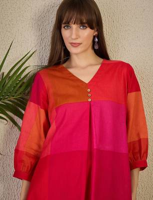 Adults-Women Colourblocked A-Line Kurta with Trousers 2