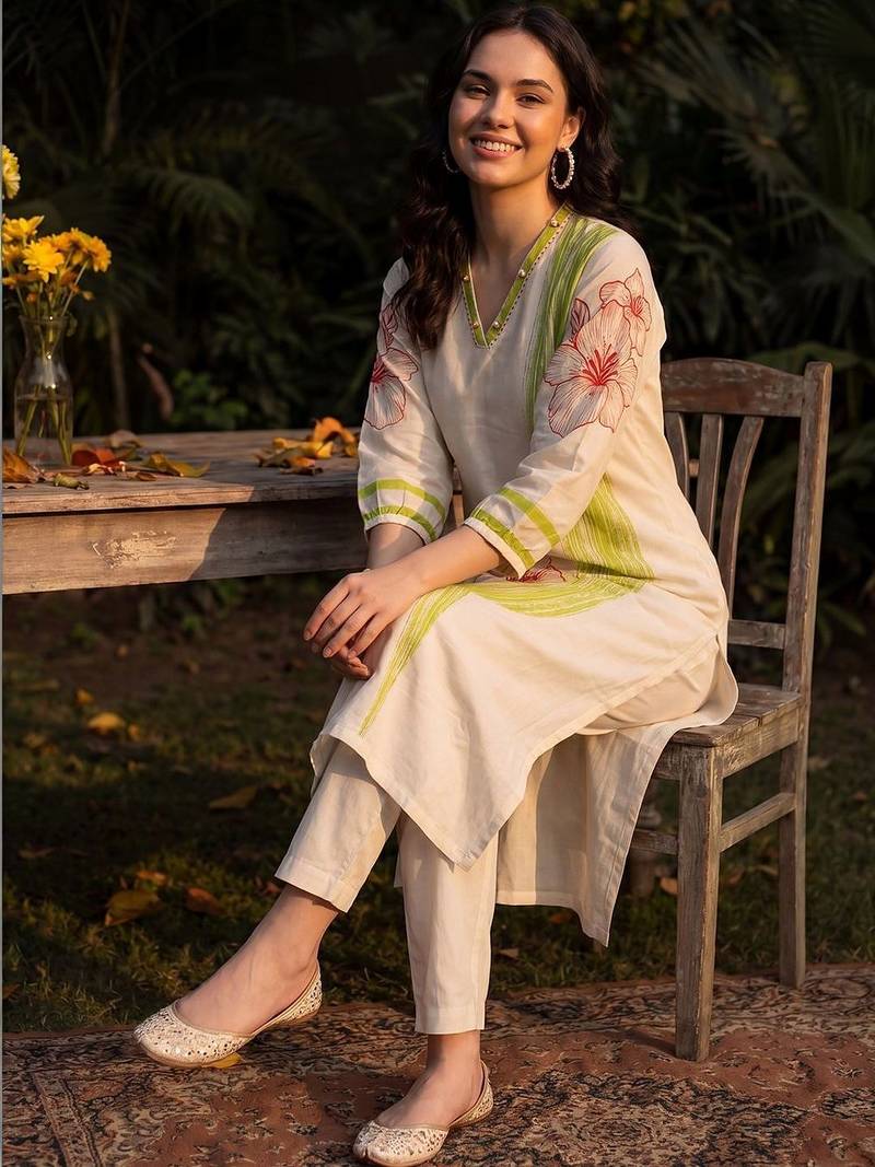 Women Floral Printed Regular Kurta with Trousers