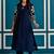 Women Embroidered Regular Thread Work  Cotton A-Line Kurta with Trousers