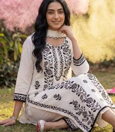Ethnic Motifs Embroidered Regular Thread Work Kurta With Trousers & Dupatta