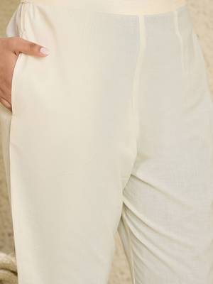 Floral Embroidered Mirror Work  Cotton A-Line Kurta With Trousers & Dupatta 4