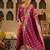 Floral Embroidered Round Neck Zari Straight Kurta & Trousers With Dupatta