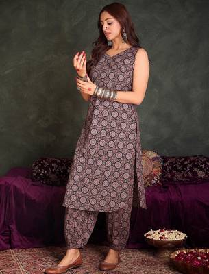 Ajrakh Printed Regular  Cotton Kurta with Salwar 1