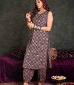 Ajrakh Printed Regular  Cotton Kurta with Salwar