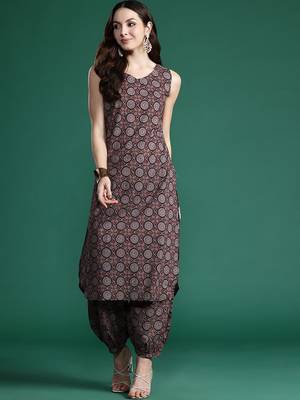 Ajrakh Printed Regular  Cotton Kurta with Salwar 2