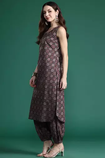 Ajrakh Printed Regular  Cotton Kurta with Salwar