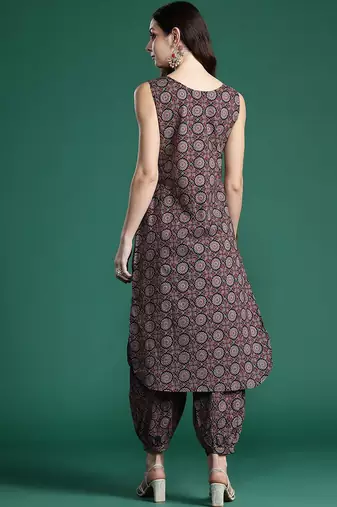 Ajrakh Printed Regular  Cotton Kurta with Salwar