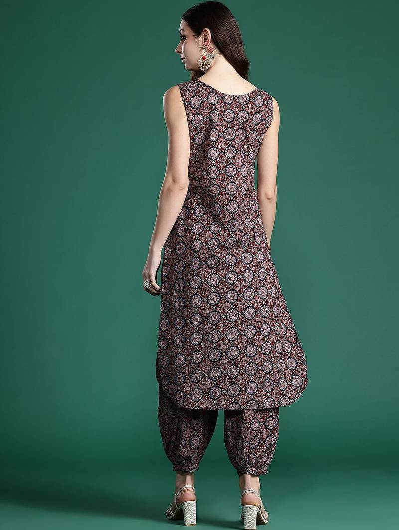 Ajrakh Printed Regular  Cotton Kurta with Salwar