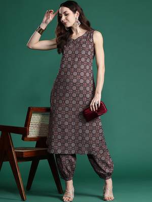 Ajrakh Printed Regular  Cotton Kurta with Salwar 7