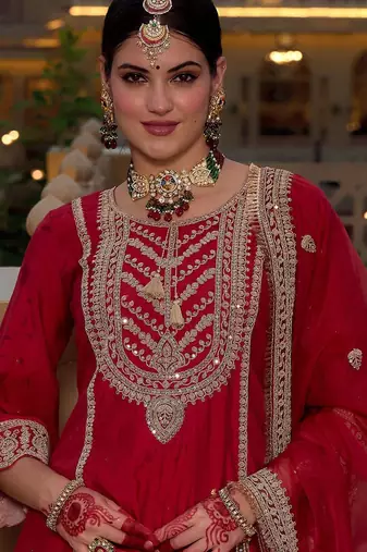 Ethnic Motifs Embroidered Panelled Kurta With Trousers & Dupatta