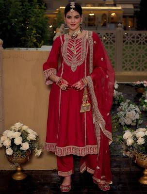 Ethnic Motifs Embroidered Panelled Kurta With Trousers & Dupatta 6