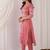 Floral Embroidered Thread Work  Cotton V-Neck Straight Kurta With Trousers