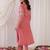 Floral Embroidered Thread Work  Cotton V-Neck Straight Kurta With Trousers