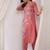 Floral Embroidered Thread Work  Cotton V-Neck Straight Kurta With Trousers