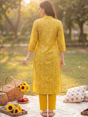 Women Floral Printed Angrakha  Cotton Kurta with Trousers & With Dupatta 4