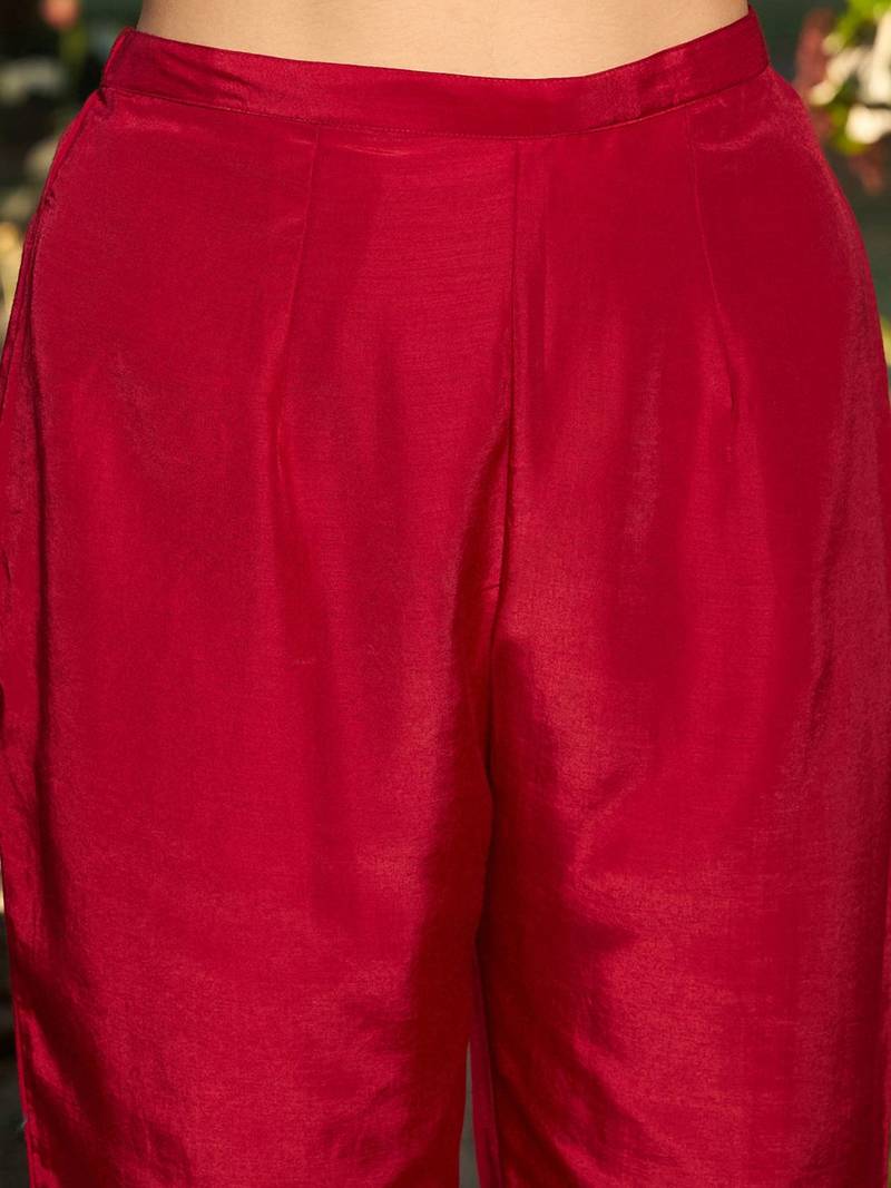Ethnic Motifs Embroidered Round Neck Thread Work Kurta with Trousers & Dupatta