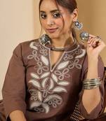 Women Floral Embroidered Regular  Cotton Kurta Set
