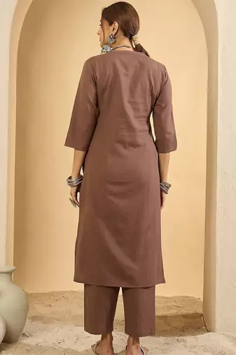 Women Floral Embroidered Regular  Cotton Kurta Set