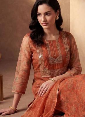 Women Ethnic Motifs Embroidered Regular Kurta with Trousers & With Dupatta 1