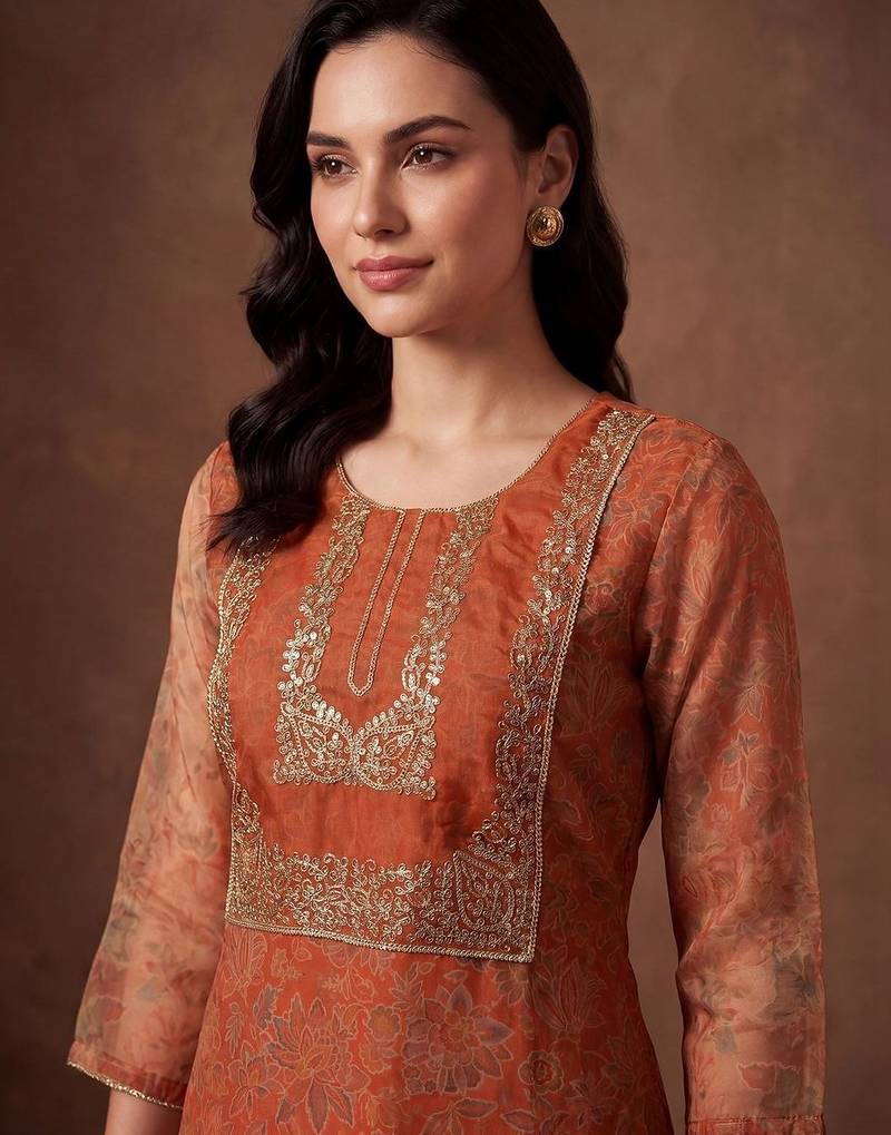 Women Ethnic Motifs Embroidered Regular Kurta with Trousers & With Dupatta