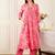 Floral Printed Thread Work  Cotton Kurta With Palazzos & Dupatta