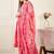 Floral Printed Thread Work  Cotton Kurta With Palazzos & Dupatta
