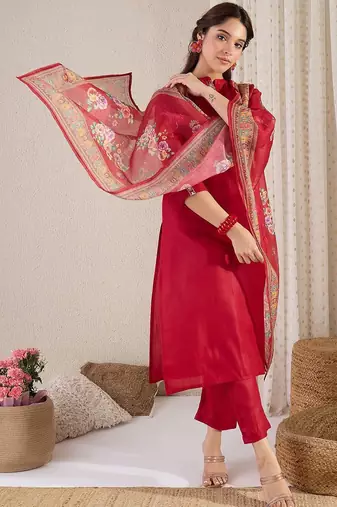 Straight Kurta With Trouser & Dupatta