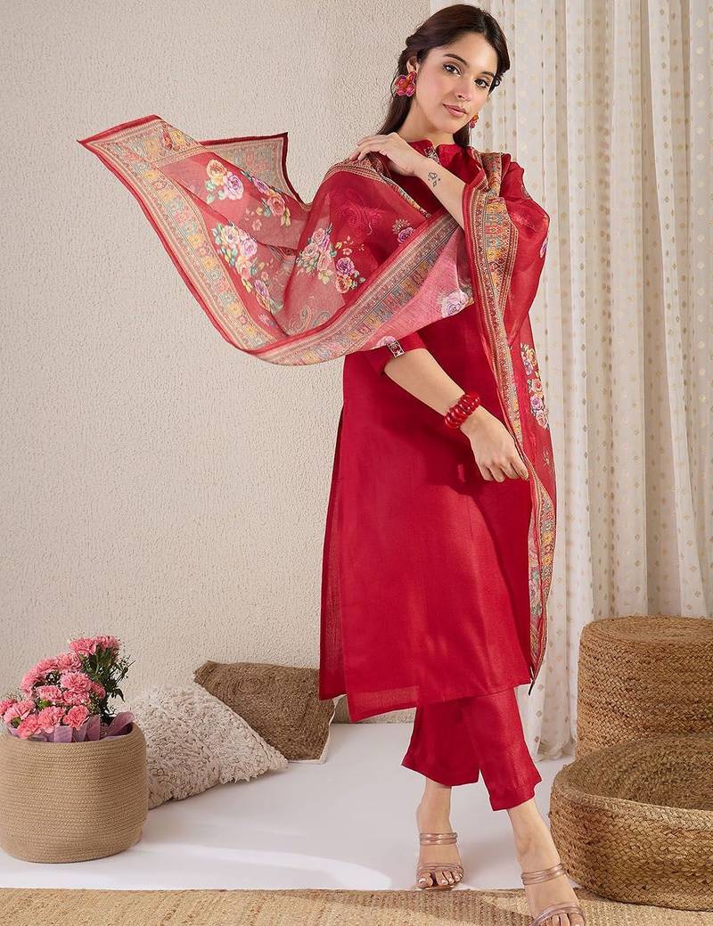 Straight Kurta With Trouser & Dupatta