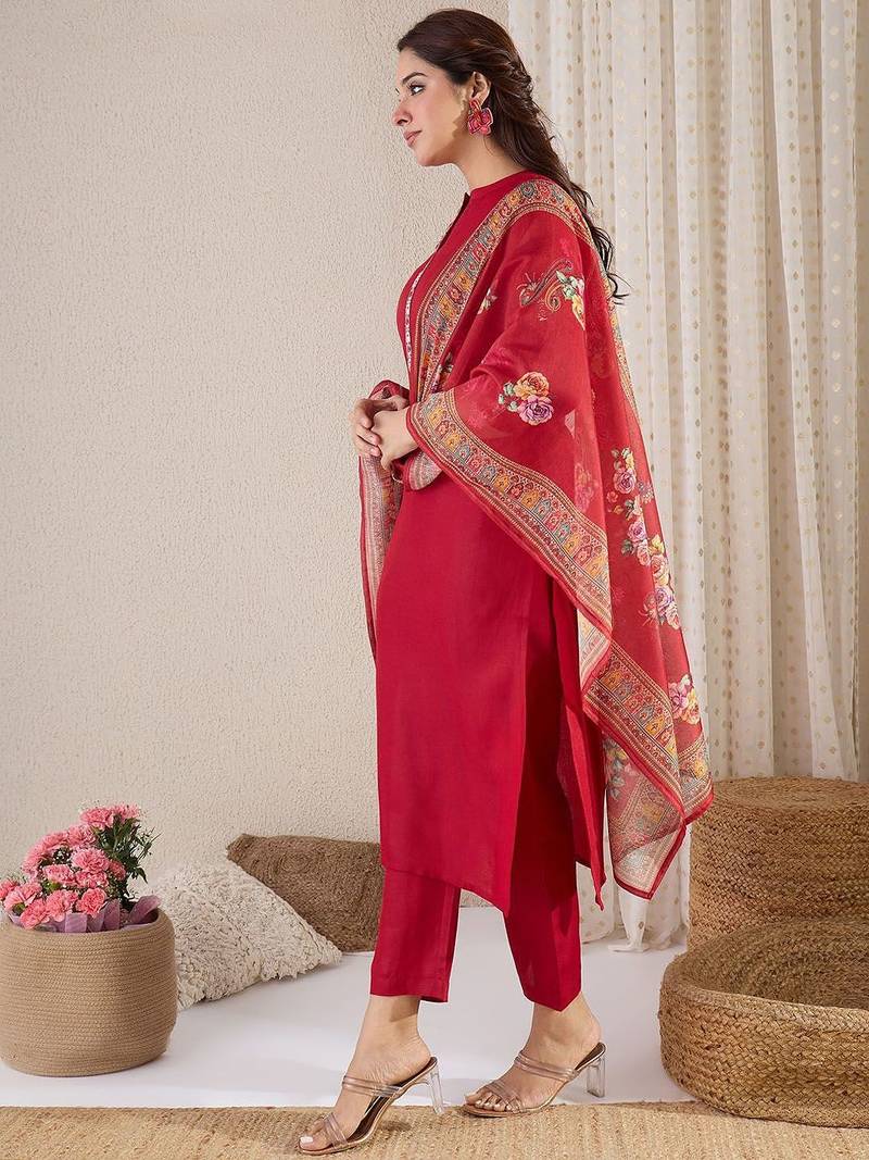 Straight Kurta With Trouser & Dupatta