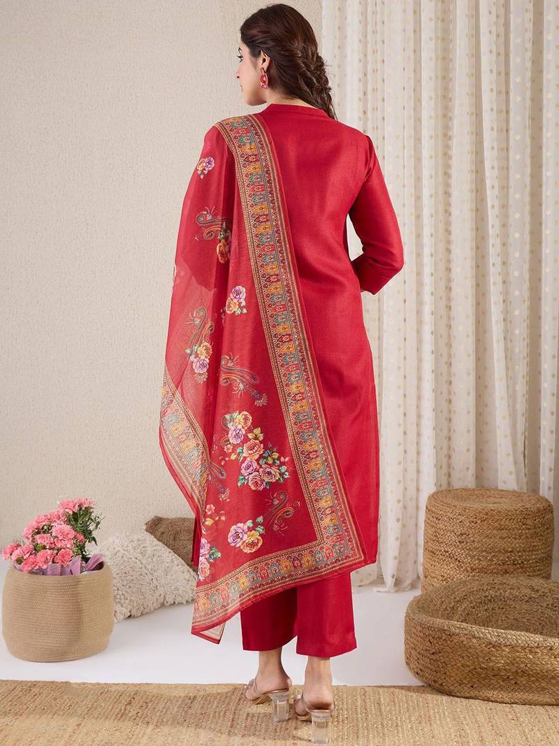 Straight Kurta With Trouser & Dupatta