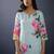 Floral Printed Regular Linen Straight Kurta With Trousers & Dupatta