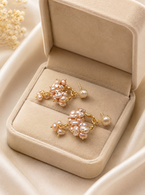 Freshwater pearl cluster drop earrings with gold-tone chain freshwater pearl cluster drop earrings with gold-tone 2