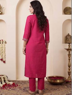 Women Ethnic Motifs Embroidered Regular Chanderi Cotton Kurta with Trousers & With Dupatta 6
