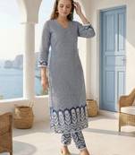 Women Printed Regular  Cotton Kurta with Trousers