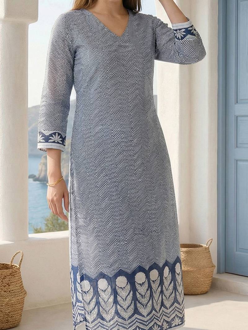 Women Printed Regular  Cotton Kurta with Trousers