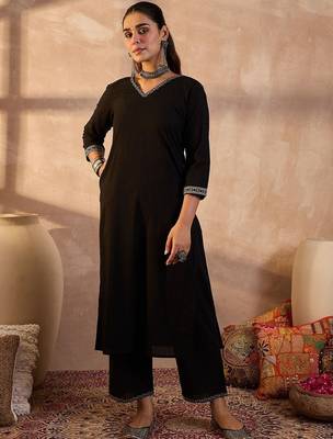 Women Ethnic Motifs Embroidered Pure Cotton Kurta with Trousers & Dupatta 2