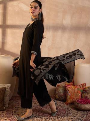 Women Ethnic Motifs Embroidered Pure Cotton Kurta with Trousers & Dupatta 5
