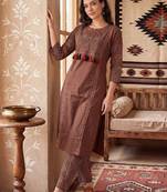 Women Ethnic Motifs Printed Regular  Cotton Kurta with Trousers